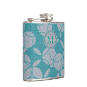 抽象芸術ティール(緑がかった色)円パターパーソナライズされたン フラスク (右)