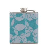 抽象芸術ティール(緑がかった色)円パターパーソナライズされたン フラスク (裏面)