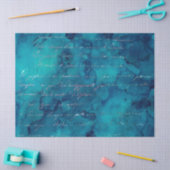 抽象芸術ティール（緑がかった色）切り離し上の虹色スクリプト 薄葉紙 (クラフト)