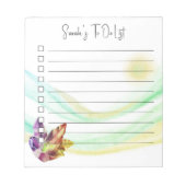 抽象芸術ティール（緑がかった色）水の色を行うリストフローラ ノートパッド (正面)