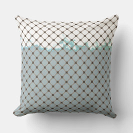 抽象芸術ティール(緑がかった色)、白、ブロンズパターン アウトドアクッション