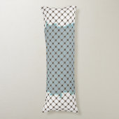 抽象芸術ティール(緑がかった色)、白、ブロンズパターン ボディピロー (正面縦)