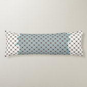 抽象芸術ティール(緑がかった色)、白、ブロンズパターン ボディピロー (正面)