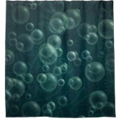 抽象芸術ティール（緑がかった色）石鹸泡 シャワーカーテン (正面)