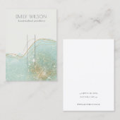 抽象芸術ティール(緑がかった色)緑グリッターシャイニーヘアピンディスプレイ 名刺 (正面/裏面)