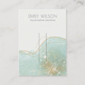 抽象芸術ティール(緑がかった色)緑グリッターシャイニーヘアピンディスプレイ 名刺 (正面)