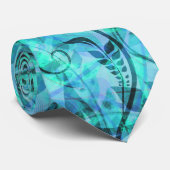 抽象芸術ティール(緑がかった色)葉結び ネクタイ (ロール)