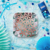 抽象芸術ティール（緑がかった色）赤面ピンクパステルウォーターカラーパターン ペーパープレート (パーティー)