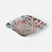 抽象芸術ティール（緑がかった色）赤面ピンクパステルウォーターカラーパターン ペーパープレート (傾斜あり)