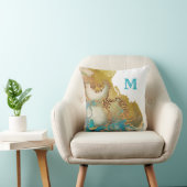 抽象芸術ティール(緑がかった色)金ゴールドアゲート水彩画 クッション (椅子)