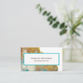 抽象芸術ティール(緑がかった色)金ゴールド瑪瑙の水色 名刺 (スタンド正面)