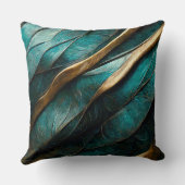 抽象芸術ティール（緑がかった色）金ゴールド装飾用クッション クッション (裏面)