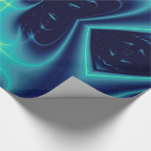 抽象芸術ティール（緑がかった色）青色光波及び渦巻き ラッピングペーパー (角)