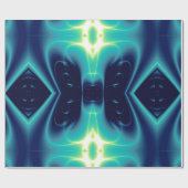 抽象芸術ティール（緑がかった色）青色光波及び渦巻き ラッピングペーパー (フラット)