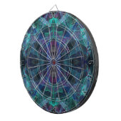 抽象芸術ティール（緑がかった色）、青、緑、Blkフラクタルダーツボード ダーツボード (正面右)