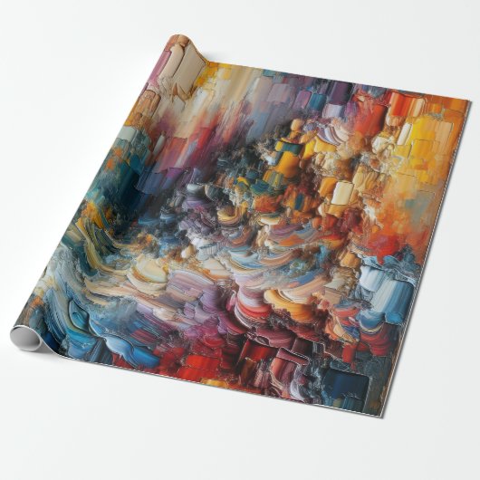 抽象芸術テクスチャの厚絵を描いパターン ラッピングペーパー (アンロールド)
