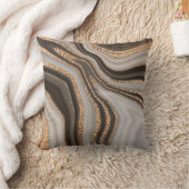 抽象芸術テクスチャを持つ金ゴールド茶大理石 クッション (ブランケット)