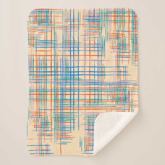 抽象芸術テクスチャ(交差ストライプ付き)パモダンット シェルパブランケット (正面)