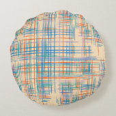 抽象芸術テクスチャ(交差ストライプ付き)パモダンット ラウンドクッション (裏面)