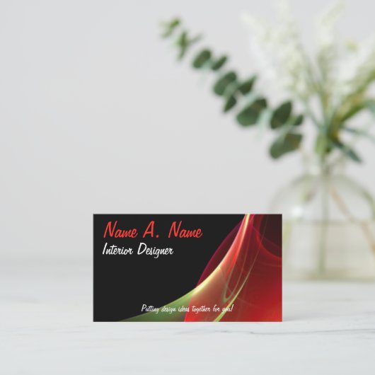 抽象芸術テクノドリーミーグリーンレッドスイープ 名刺 (スタンド正面)