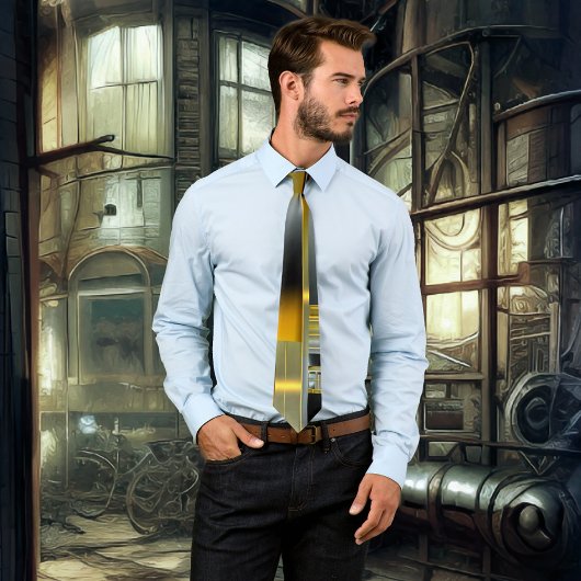 抽象芸術テクノ金属フラクタルタイ ネクタイ