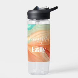 抽象芸術テラコッタとジェードグリーンの水色 ウォーターボトル