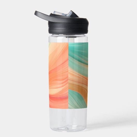 抽象芸術テラコッタとジェードグリーンの水色 ウォーターボトル (右面)