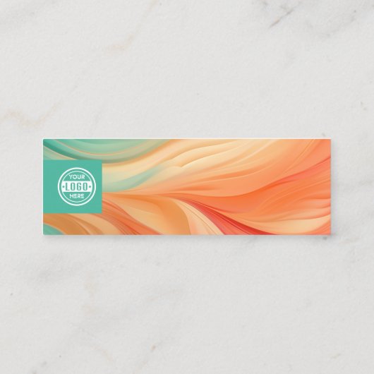 抽象芸術テラコッタとジェードグリーンの水色 スキニー名刺 (裏面)