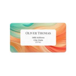 抽象芸術テラコッタとジェードグリーンの水色 ラベル