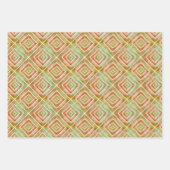 抽象芸術テラコッタグリーン幾何学四角タイル ラッピングペーパーシート (正面3)