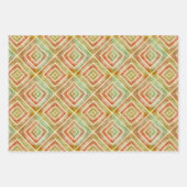 抽象芸術テラコッタグリーン幾何学四角タイル ラッピングペーパーシート (正面2)