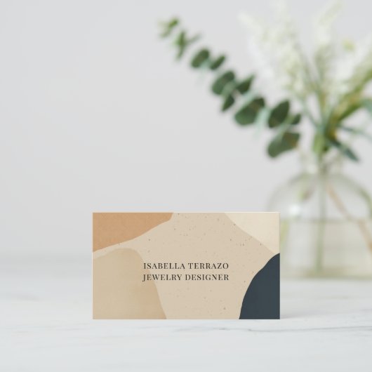 抽象芸術テラコッタブラックシェイプジュエリーデザイナー 名刺 (スタンド正面)