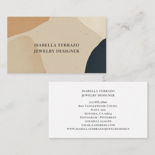 抽象芸術テラコッタブラックシェイプジュエリーデザイナー 名刺 (正面/裏面)