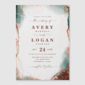 抽象芸術テラコッタマグネティック結婚式招待状 (正面)