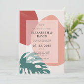 抽象芸術テラコッタモンステラリモダンーフ結婚ズ 招待状 (スタンド正面)