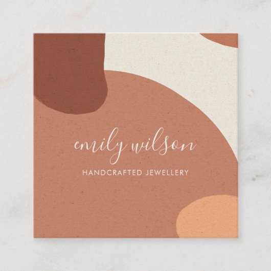 抽象芸術テラコッタレッドオレンジクラフトSCANDI スクエア名刺 (正面)