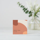 抽象芸術テラコッタレッドクラフトスカンジプライスラベル スクエア名刺 (スタンド正面)