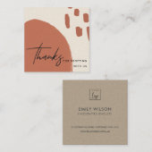 抽象芸術テラコッタレッドクラフトSCANDI THANK YOU スクエア名刺 (正面/裏面)