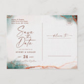 抽象芸術テラコッタ秋の結婚式ザデイト 案内ポストカード (裏面)