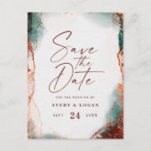 抽象芸術テラコッタ秋の結婚式ザデイト 案内ポストカード (正面)