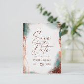 抽象芸術テラコッタ秋の結婚式ザデイト 案内ポストカード (スタンド正面)