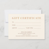 抽象芸術テラコッタ銅証明書ギフトカード (裏面)