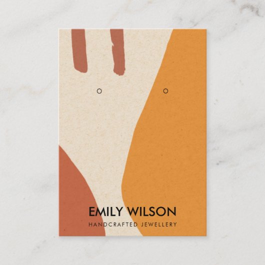 抽象芸術テラコモダンッタレッドアートイヤリングディスプレイ 名刺 (正面)