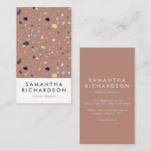 抽象芸術テラゾパターンテラコッタ&ブルー 名刺 (正面/裏面)