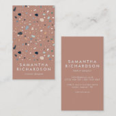 抽象芸術テラゾパターンテラコッタ&ブルー 名刺 (正面/裏面)