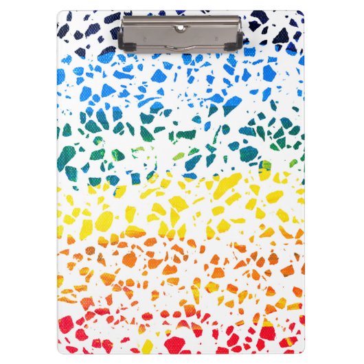抽象芸術テラゾモザイクカラフルレインボーパターン クリップボード (正面)
