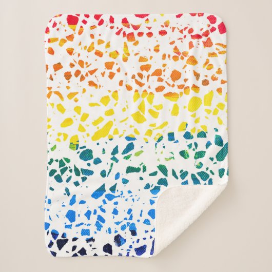 抽象芸術テラゾモザイクカラフルレインボーパターン シェルパブランケット (正面)
