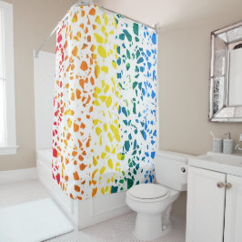 抽象芸術テラゾモザイクカラフルレインボーパターン シャワーカーテン