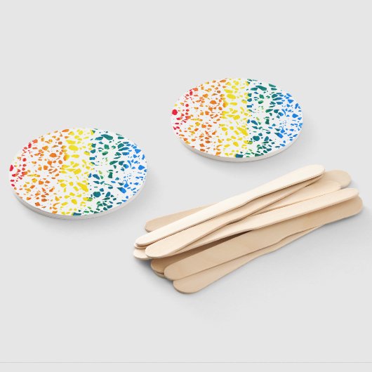 抽象芸術テラゾモザイクカラフルレインボーパターン ハンドファン (組立なし)