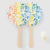 抽象芸術テラゾモザイクカラフルレインボーパターン ハンドファン (正面&裏面)